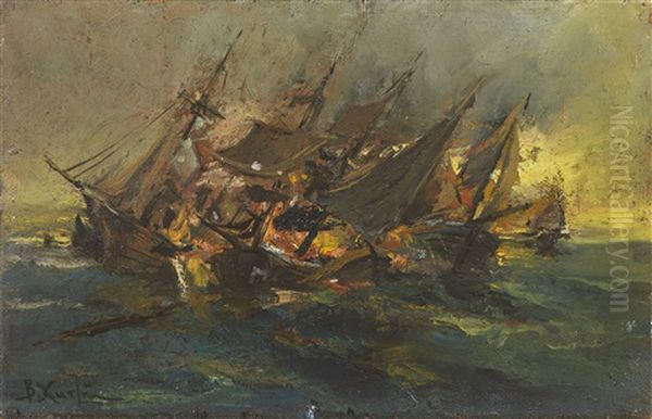 Battle Of Navarino Oil Painting by Vasilios Chatzis