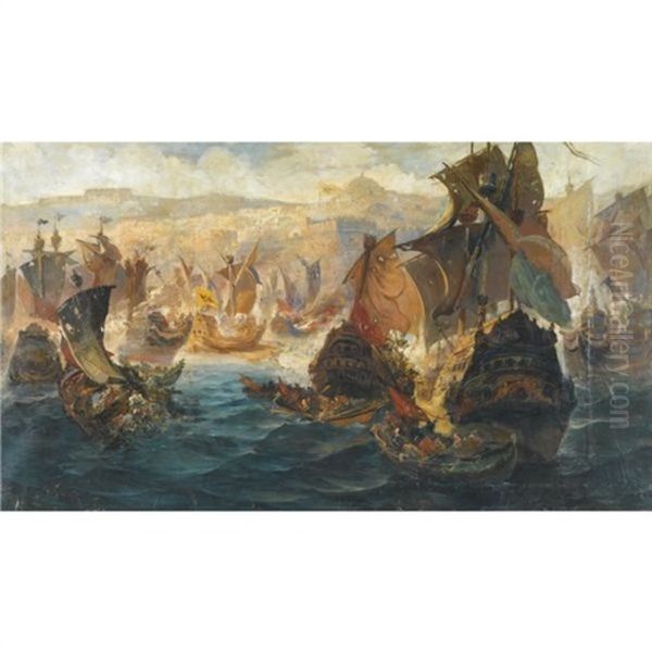 The Crusader Invasion Of Constantinople Oil Painting by Vasilios Chatzis