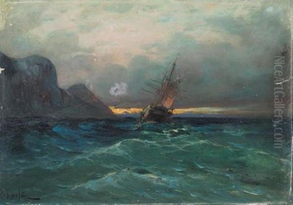 In Rough Seas Oil Painting by Vasilios Chatzis