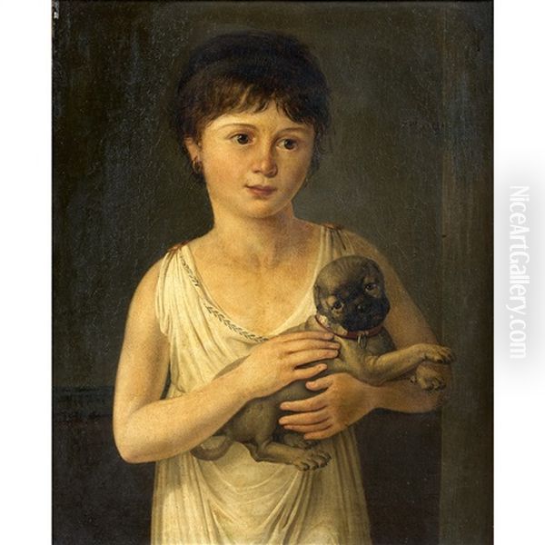 Jeune Enfant Et Carlin Oil Painting by Jeanne Elisabeth Chaudet