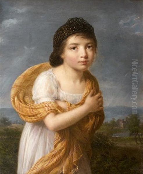 Jeune Fille Sous L'orage Oil Painting by Jeanne Elisabeth Chaudet