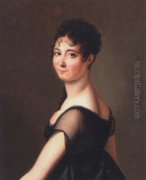 Portrait Of A Lady Wearing A Black Silk Dress by Jeanne Elisabeth Chaudet