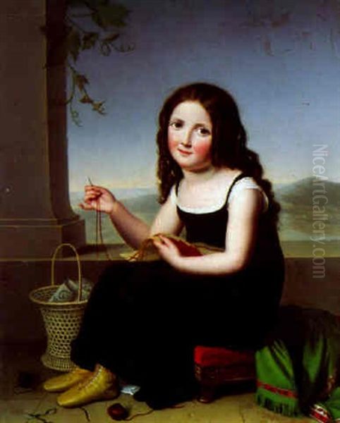 La Jeune Brodeuse Oil Painting by Jeanne Elisabeth Chaudet