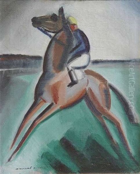 Jockey Oil Painting by Jean Raoul Chaurand-Naurac