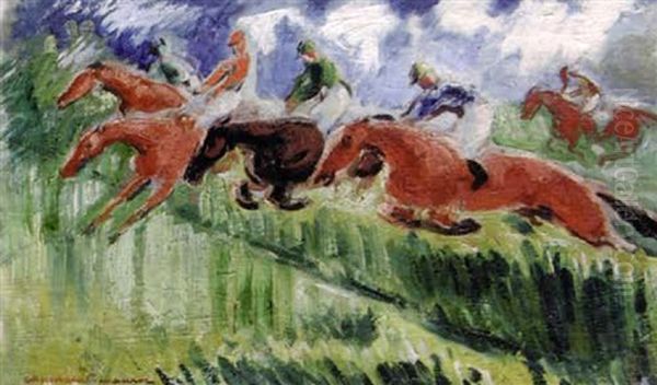 La Course D'obstacles Oil Painting by Jean Raoul Chaurand-Naurac