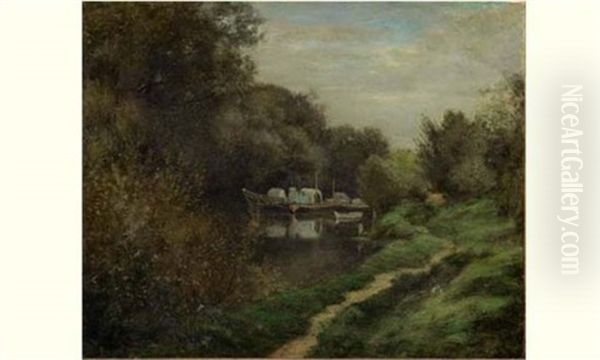 Ancien Parc De Neuilly-sur-seine (2 Works) Oil Painting by Theophile-Narcisse Chauvel