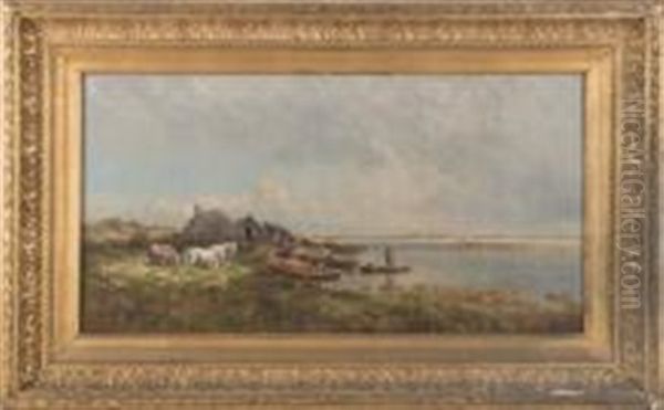 Vue De Camargue Oil Painting by Ernest Georges Chauvier de Leon