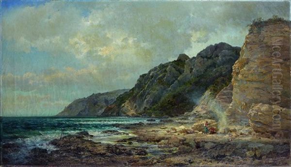 Bord De Mer Anime Oil Painting by Ernest Georges Chauvier de Leon