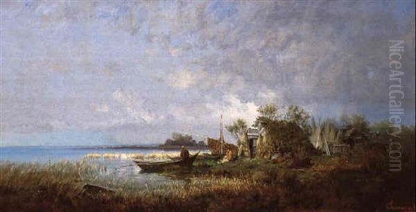 Cabane En Camargue Oil Painting by Ernest Georges Chauvier de Leon