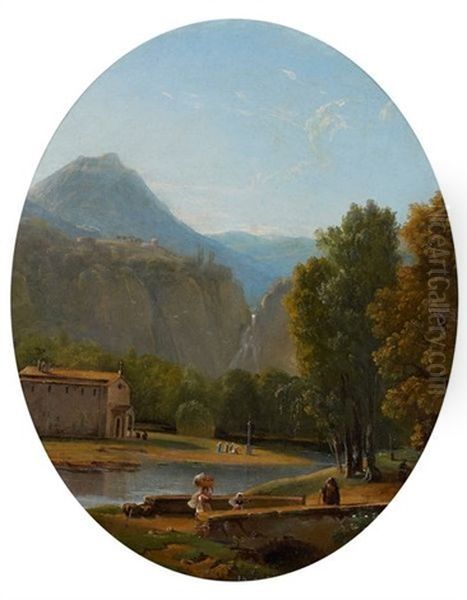 Vue Des Environs De Benevent Oil Painting by Pierre Athanase Chauvin