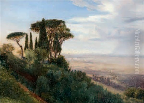 Vue De La Ruffinella Oil Painting by Pierre Athanase Chauvin