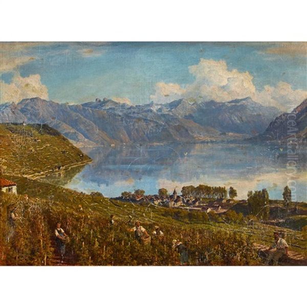 Weinlese Am Genfersee Oil Painting by Alfred Chavannes