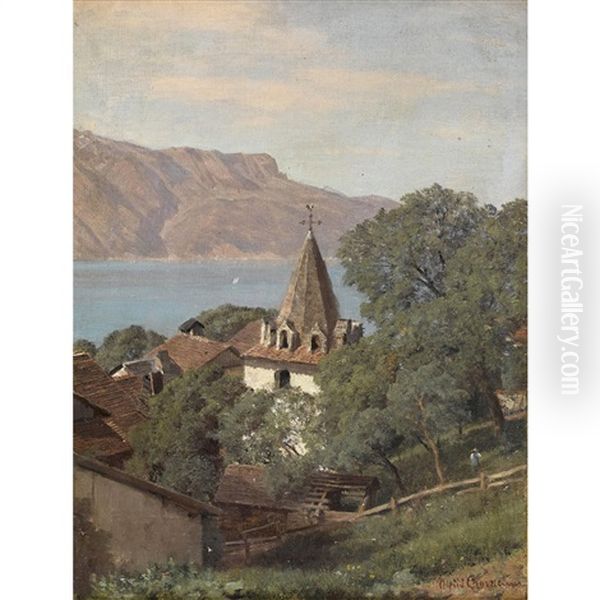 Vue Sur Chardonne Et Le Leman Oil Painting by Alfred Chavannes