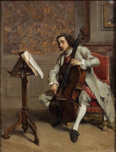 Le Violoncelliste Oil Painting by Victor Joseph Chavet