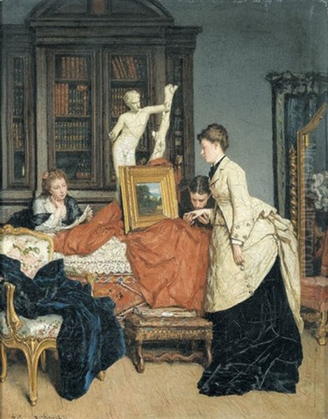 Interieurszene In Elegantem Salon Oil Painting by Victor Joseph Chavet