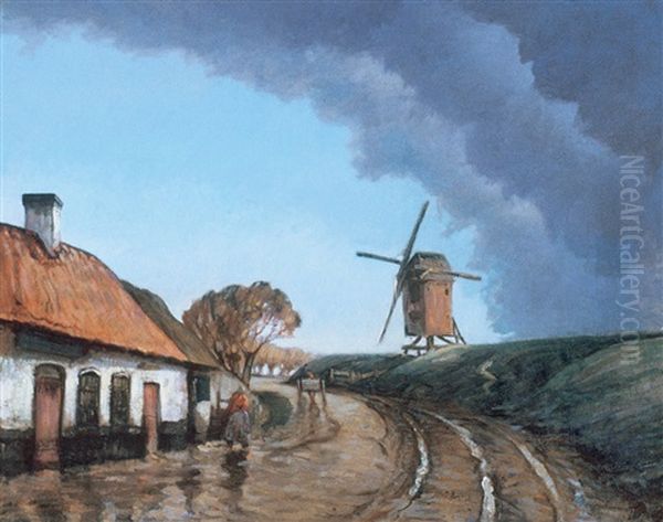 The Rain Cloud, Holland Oil Painting by Georges Chavignaud