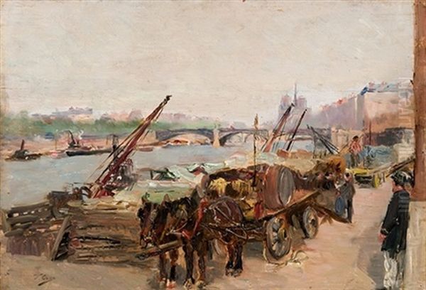 En El Muelle Oil Painting by Ulpiano Checa Sanz