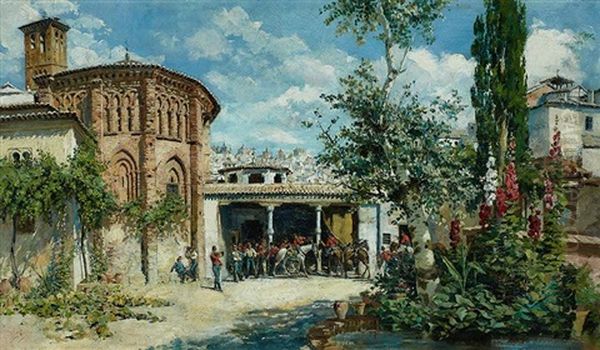 Descanso De La Compania De Caballeria Oil Painting by Ulpiano Checa Sanz