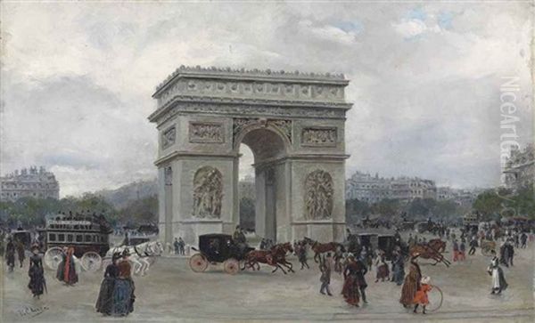 The Arc The Triomphe, Paris Oil Painting by Ulpiano Checa Sanz