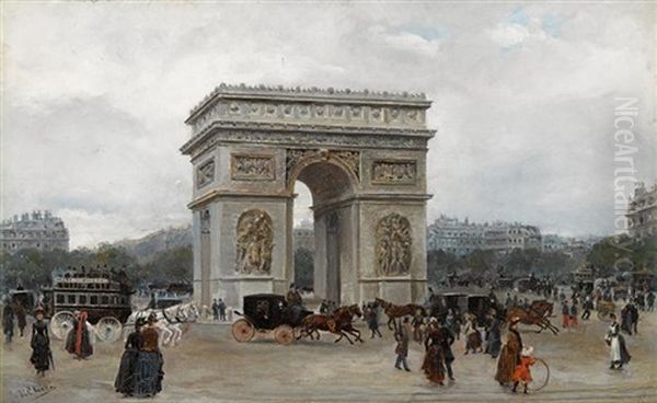 View Of The Arc De Triomphe Oil Painting by Ulpiano Checa Sanz