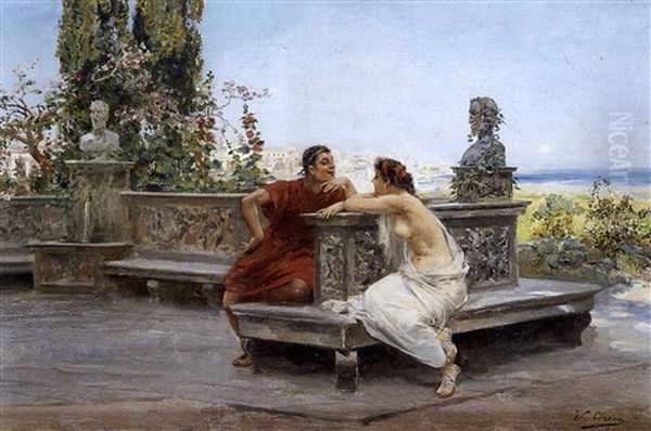 Enamorados En Pompeya Oil Painting by Ulpiano Checa Sanz