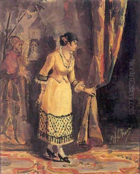 Preparada Para Salir A Escena Oil Painting by Ulpiano Checa Sanz