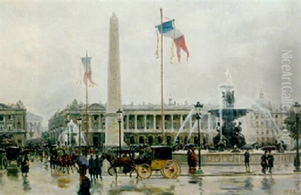 Place De La Concorde, Paris Oil Painting by Ulpiano Checa Sanz