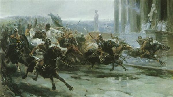 The Charge Oil Painting by Ulpiano Checa Sanz