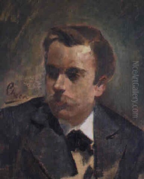 Retrato De Cecilio Pla A Los 20 Anos Oil Painting by Ulpiano Checa Sanz