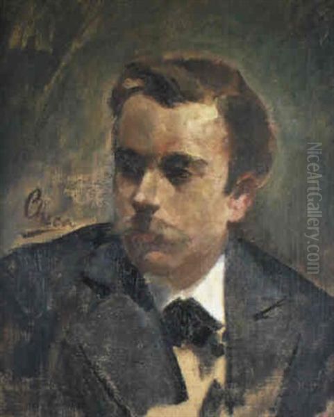 Retrato De Cecilio Pl  A Los 20 Anos Oil Painting by Ulpiano Checa Sanz