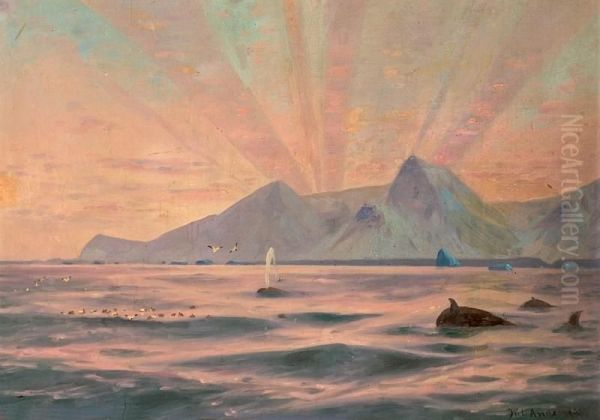 A View Of A Greenlandic Fiord Oil Painting by Julius Andersen