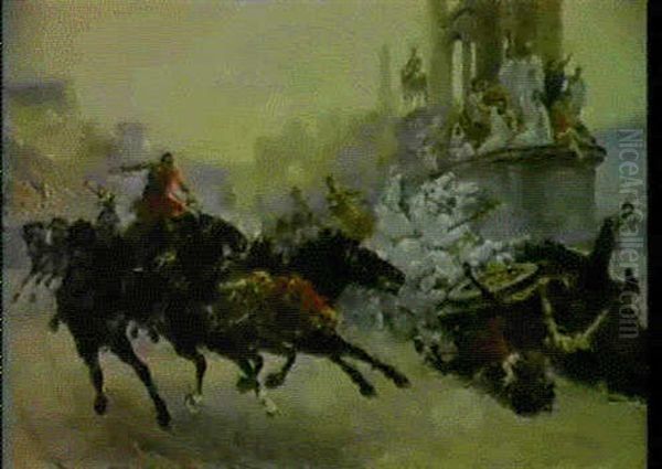 Course De Chars A Rome Oil Painting by Ulpiano Checa Sanz