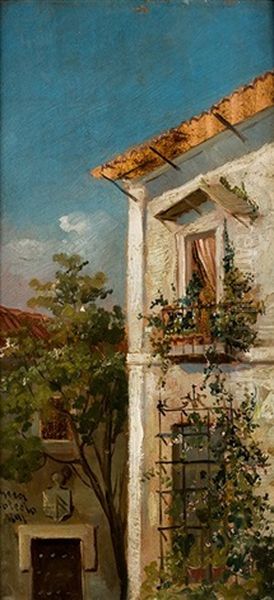 Casa Toledo Oil Painting by Felipe Checa Y Delicado