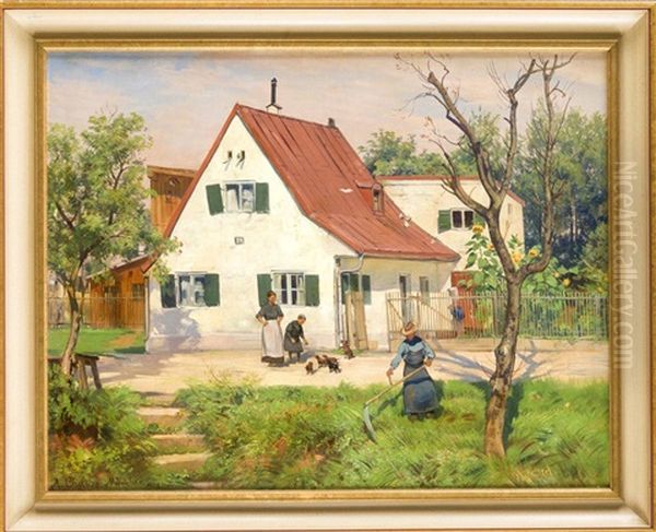 Aus Der Kuglmullerstrase In Munchen Oil Painting by Adolf Chelius