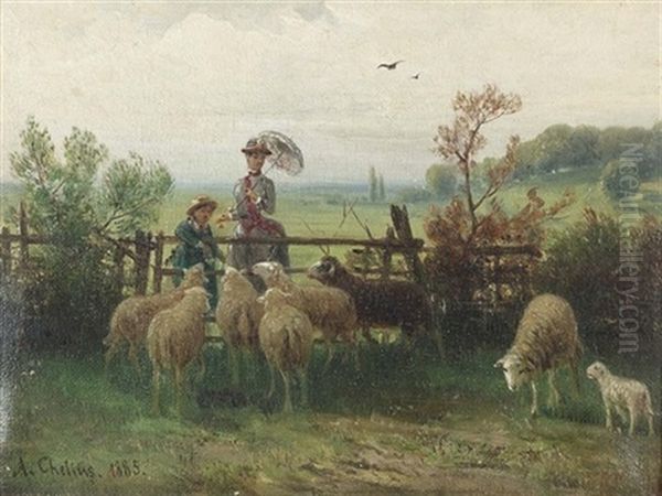 Sommerliche Partie Auf Dem Land Oil Painting by Adolf Chelius