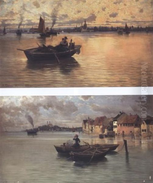 Sonnenuntergang In Constanz Oil Painting by Adolf Chelius