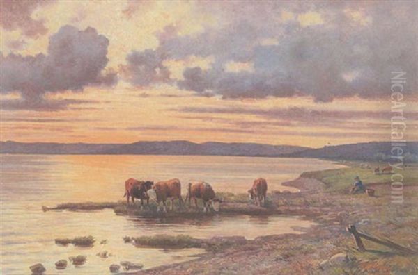 Abend Am Bodensee Oil Painting by Adolf Chelius