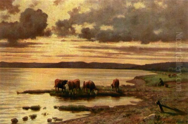 Abend Am Bodensee Oil Painting by Adolf Chelius