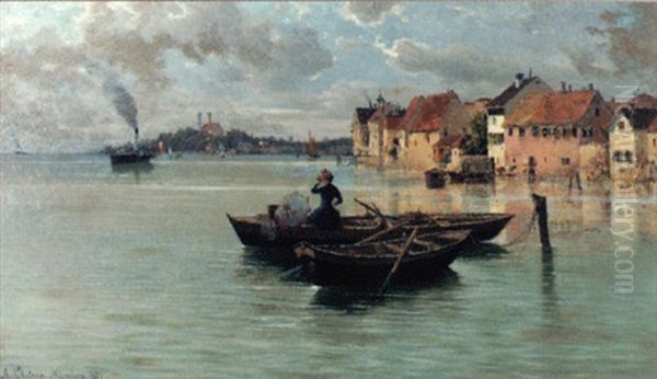 Nebelmorgen In Friedrichshafen Oil Painting by Adolf Chelius