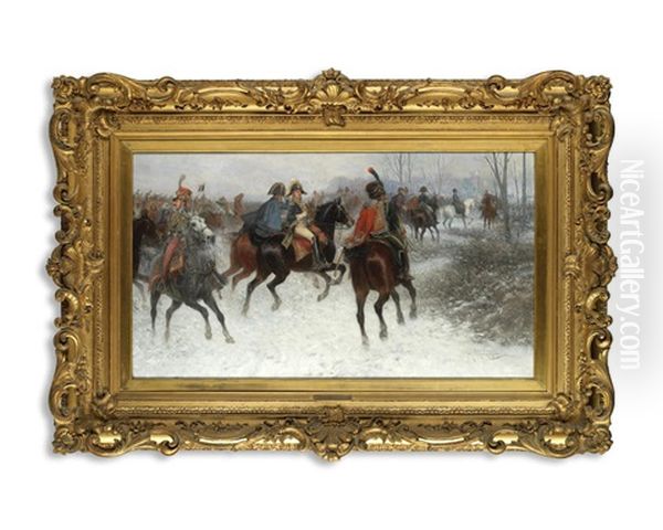 Battle Of Montmirail 1814 Oil Painting by Jan van Chelminski