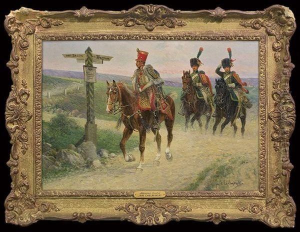 Riders Avant-garde Oil Painting by Jan van Chelminski