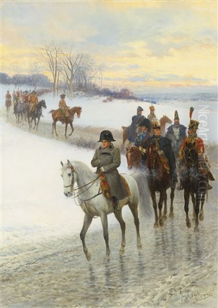 Napoleon Leading His Army Oil Painting by Jan van Chelminski