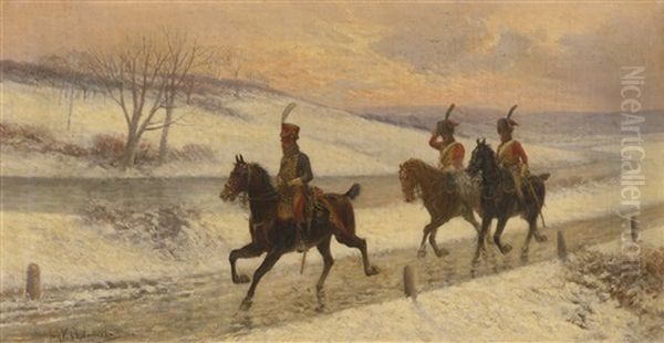 Napoleon's Cavalry Oil Painting by Jan van Chelminski