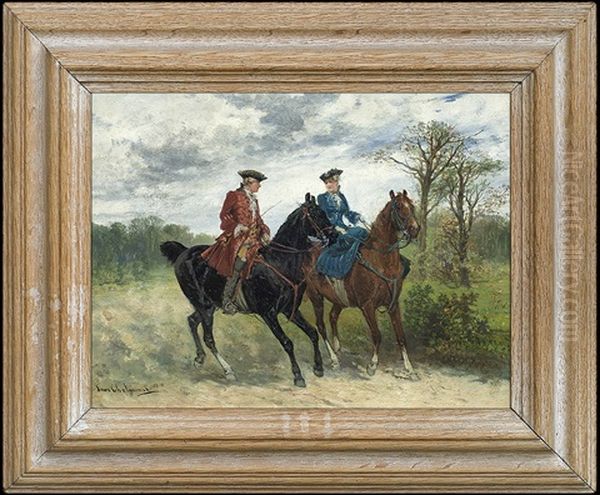 Horse Ride Oil Painting by Jan van Chelminski