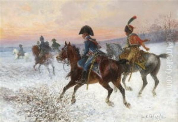 Napoleon Vor Moskau Oil Painting by Jan van Chelminski