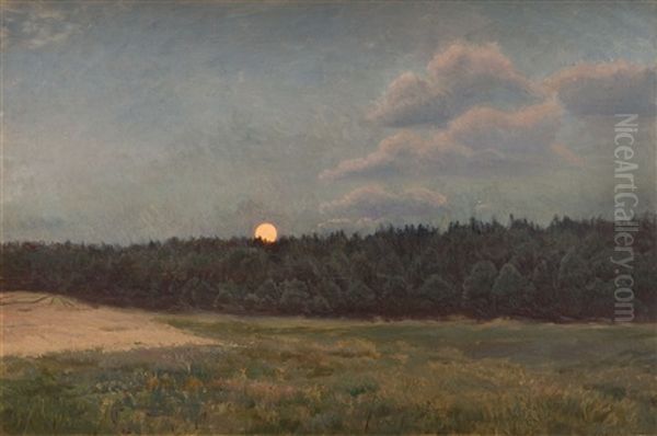 Moonrise Oil Painting by Josef Chelmonski