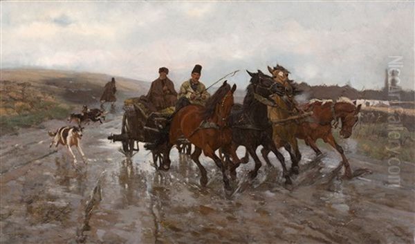 Czworka Oil Painting by Josef Chelmonski