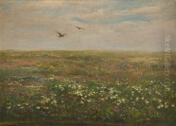 Meadow Oil Painting by Josef Chelmonski