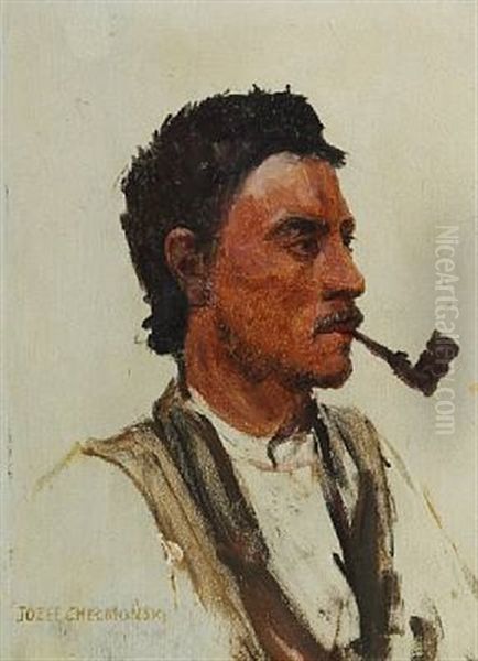 A Male Portrait Oil Painting by Josef Chelmonski