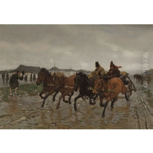 Quadriga Oil Painting by Josef Chelmonski